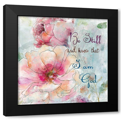 Scripture Flowers Black Modern Wood Framed Art Print with Double Matting by Robinson, Carol