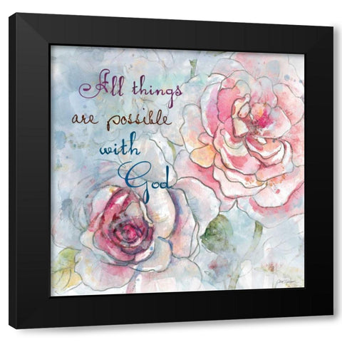 Scripture Flowers Black Modern Wood Framed Art Print with Double Matting by Robinson, Carol