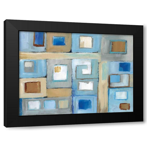 Variation on Greek Key II Black Modern Wood Framed Art Print with Double Matting by Nan