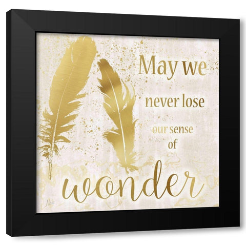 Feathers Wonder Black Modern Wood Framed Art Print by Nan