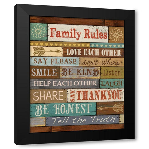 Family Rules Black Modern Wood Framed Art Print with Double Matting by Knutsen, Conrad