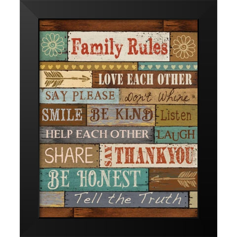 Family Rules Black Modern Wood Framed Art Print by Knutsen, Conrad