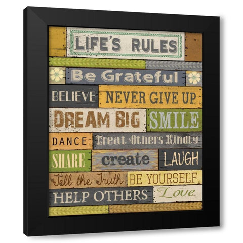 Lifes Rules Black Modern Wood Framed Art Print with Double Matting by Knutsen, Conrad