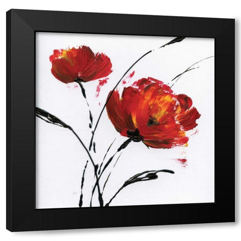Red Poppy Splash I Black Modern Wood Framed Art Print by Nan