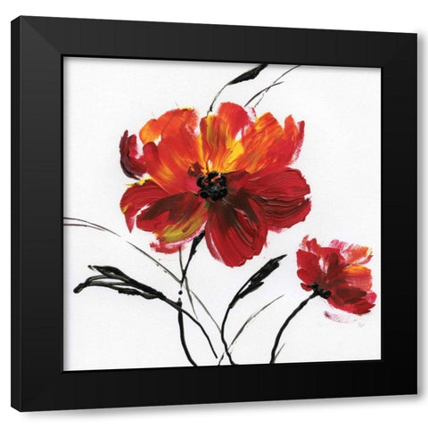 Red Poppy Splash III Black Modern Wood Framed Art Print by Nan