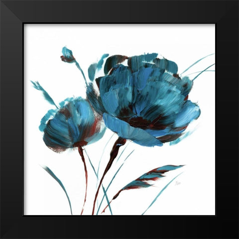 Blue Poppy Splash I Black Modern Wood Framed Art Print by Nan