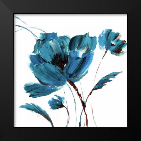 Blue Poppy Splash III Black Modern Wood Framed Art Print by Nan