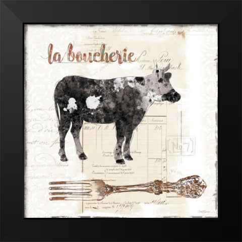 Golden Cuisine Cow Black Modern Wood Framed Art Print by Robinson, Carol