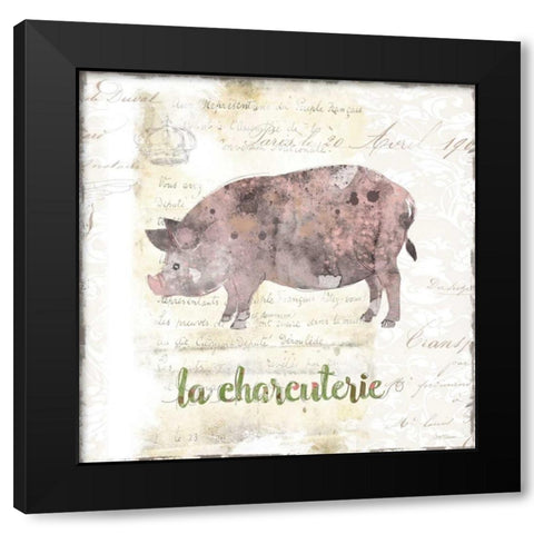 Golden Cuisine Pig Black Modern Wood Framed Art Print by Robinson, Carol
