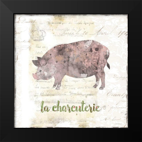 Golden Cuisine Pig Black Modern Wood Framed Art Print by Robinson, Carol