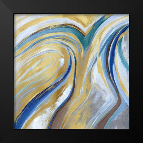 Agate and Gold I Black Modern Wood Framed Art Print by Nan