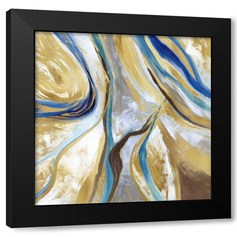 Agate and Gold II Black Modern Wood Framed Art Print with Double Matting by Nan