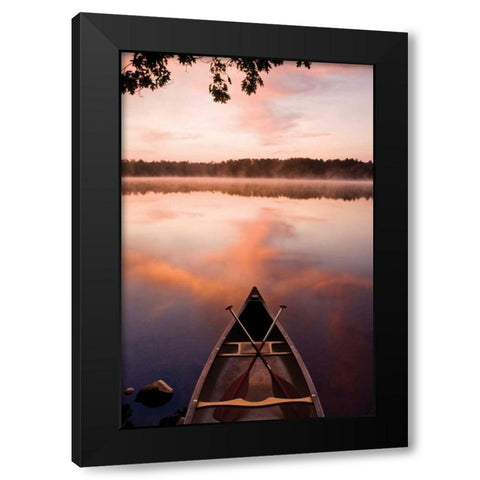 Lake At Dawn Black Modern Wood Framed Art Print with Double Matting by Delimont, Danita