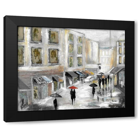 Sunday Market Black Modern Wood Framed Art Print with Double Matting by Tava Studios