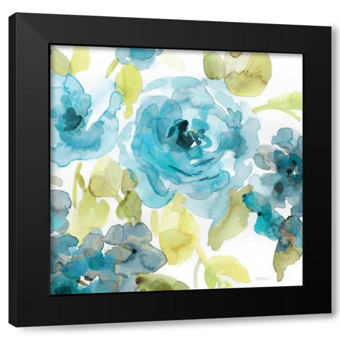 Belles Blue II Black Modern Wood Framed Art Print by Robinson, Carol