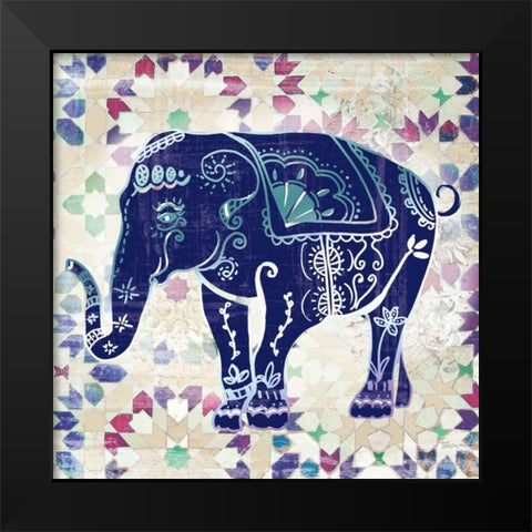 Painted Elephant II Black Modern Wood Framed Art Print by Craven, Katrina