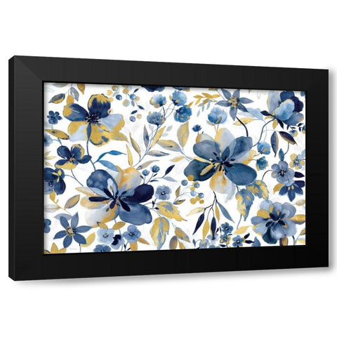 Golden Indigo Black Modern Wood Framed Art Print by Robinson, Carol