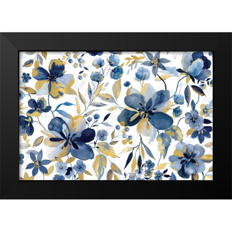 Golden Indigo Black Modern Wood Framed Art Print by Robinson, Carol