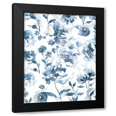 Indigo Garden Black Modern Wood Framed Art Print by Robinson, Carol