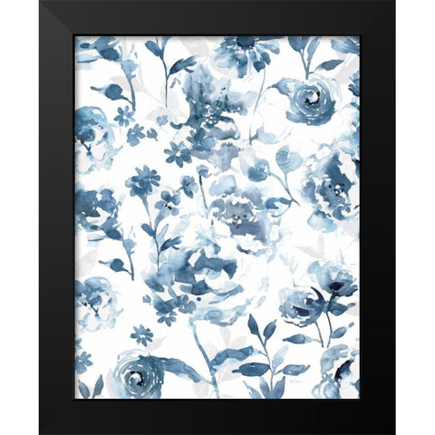 Indigo Garden Black Modern Wood Framed Art Print by Robinson, Carol