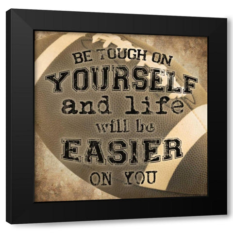 Football Quote Black Modern Wood Framed Art Print by Craven, Katrina