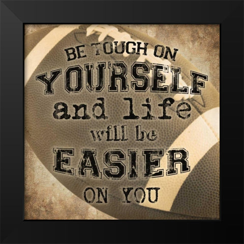 Football Quote Black Modern Wood Framed Art Print by Craven, Katrina