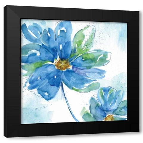 Rendered In Blue I Black Modern Wood Framed Art Print by Nan