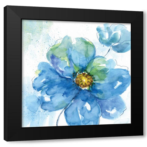 Rendered In Blue II Black Modern Wood Framed Art Print with Double Matting by Nan