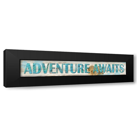 Adventure Awaits Black Modern Wood Framed Art Print by Robinson, Carol
