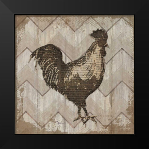 Well Read Rooster Black Modern Wood Framed Art Print by Tava Studios