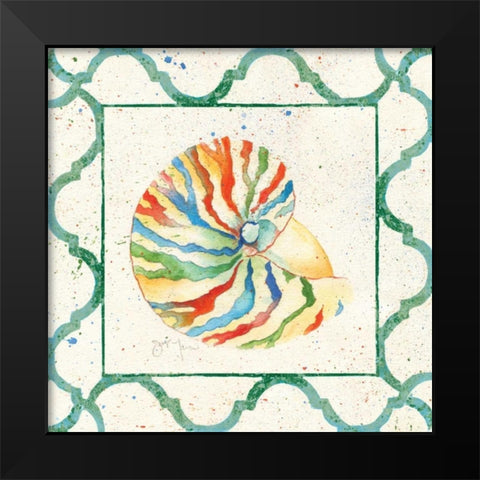 Zebra Nautilus Black Modern Wood Framed Art Print by Tava Studios