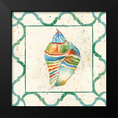 Zebra Conch Black Modern Wood Framed Art Print by Tava Studios