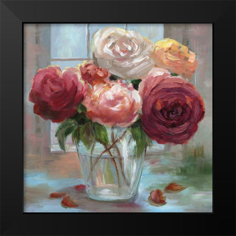 Rose Society Black Modern Wood Framed Art Print by Nan