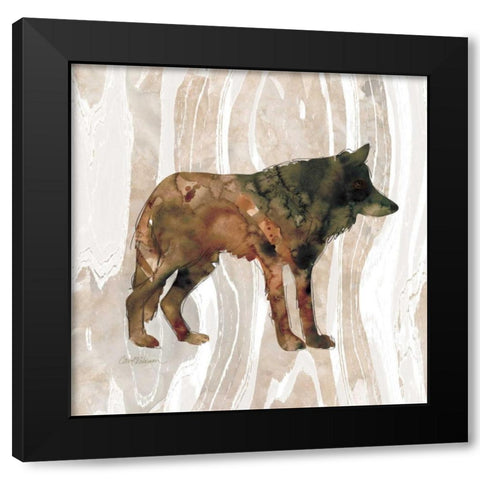 Pine Forest Wolf Black Modern Wood Framed Art Print by Robinson, Carol