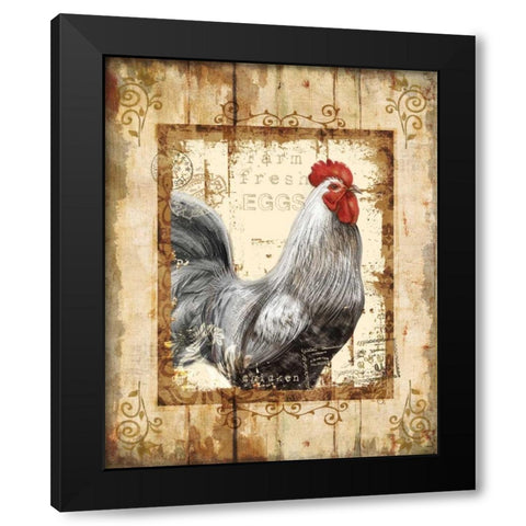 Farm Fresh Rooster Black Modern Wood Framed Art Print by Knutsen, Conrad