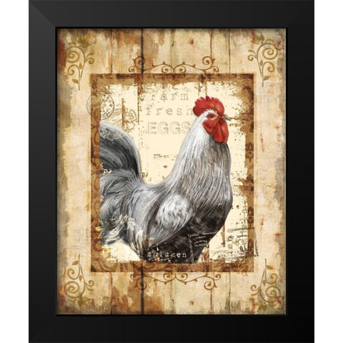 Farm Fresh Rooster Black Modern Wood Framed Art Print by Knutsen, Conrad