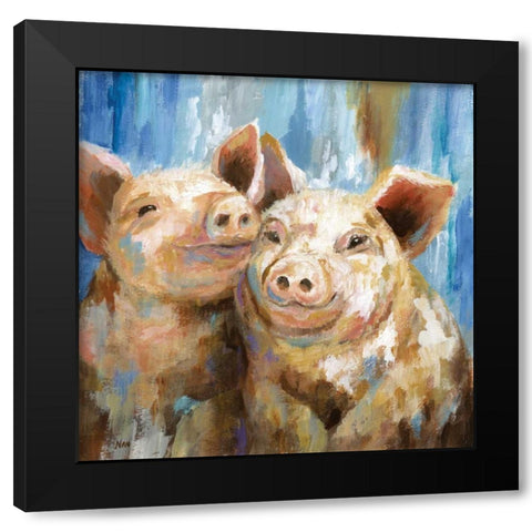 Mud Buddies Black Modern Wood Framed Art Print with Double Matting by Nan