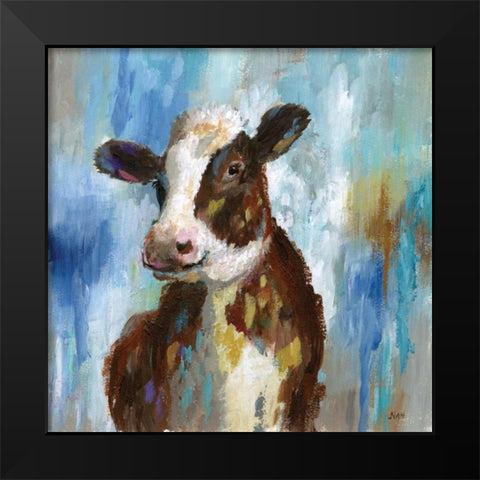 Spring Calf Black Modern Wood Framed Art Print by Nan