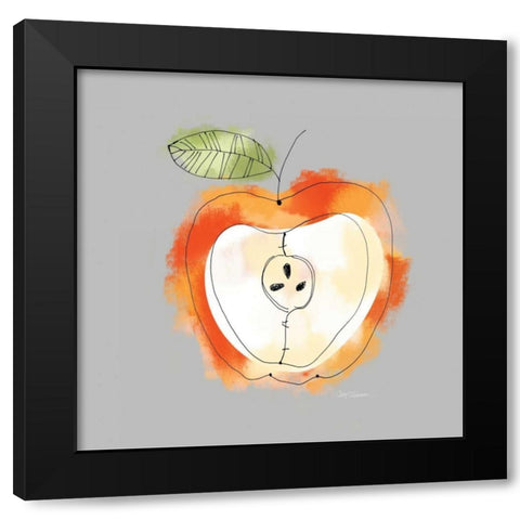 Splash Of Apple Black Modern Wood Framed Art Print with Double Matting by Robinson, Carol