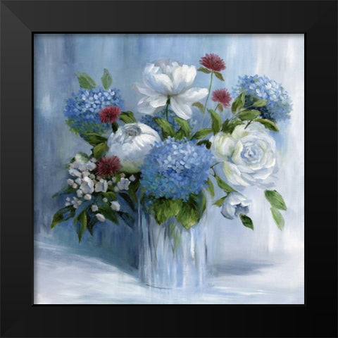 Blue Arrangement Black Modern Wood Framed Art Print by Nan