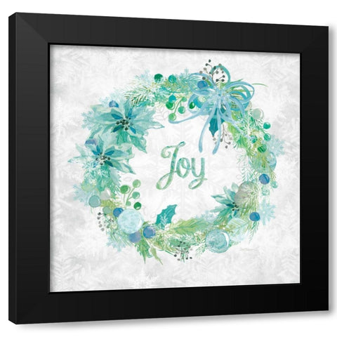 Joy Wreath Black Modern Wood Framed Art Print by Robinson, Carol