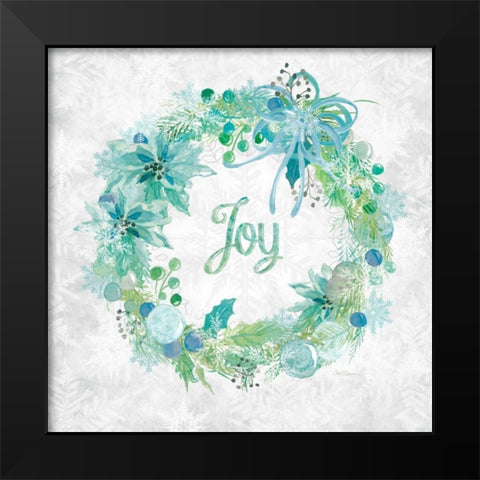 Joy Wreath Black Modern Wood Framed Art Print by Robinson, Carol
