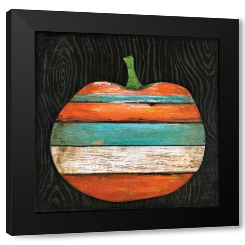 Striped Pumpkin Black Modern Wood Framed Art Print by Tava, Janet