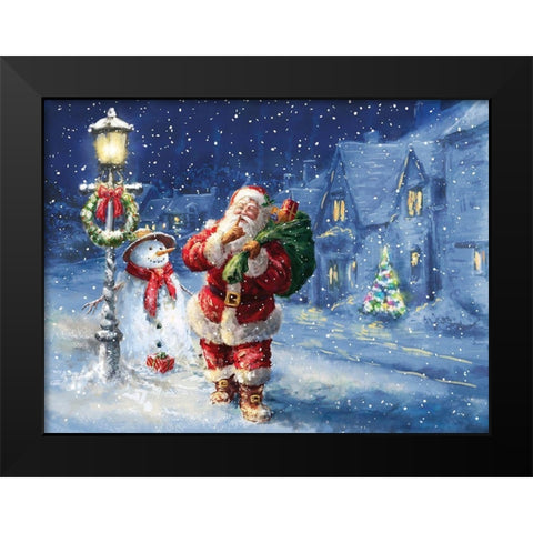 Merry Christmas Night Black Modern Wood Framed Art Print by Corti, Marcello