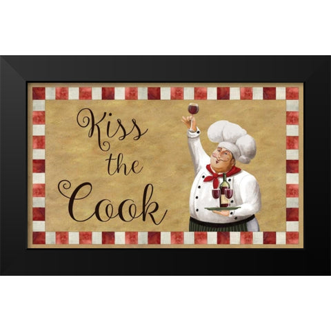 Kiss The Cook Black Modern Wood Framed Art Print by Knutsen, Conrad