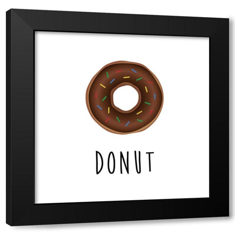 Donut Black Modern Wood Framed Art Print by CAD Designs