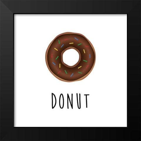 Donut Black Modern Wood Framed Art Print by CAD Designs