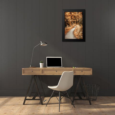Winding Path Black Modern Wood Framed Art Print by Van de Goor, Lars