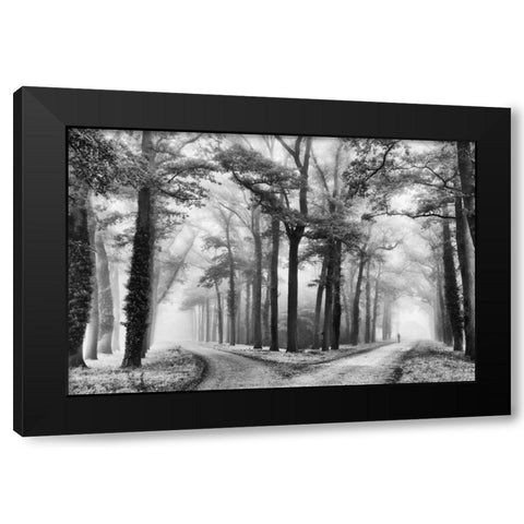 Turning Left Black Modern Wood Framed Art Print with Double Matting by Van de Goor, Lars