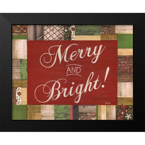 Merry and Bright Black Modern Wood Framed Art Print by Tava Studios